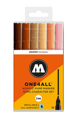 Acrylic marker One4All 127HS 2mm Wallet Character-Set 6 pcs.