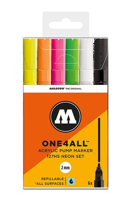 Acrylic marker One4All 127HS 2mm Wallet Neon-Set 6 pcs.