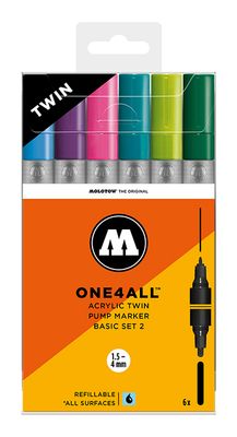 Acrylic marker One4All Acrylic Twin Wallet Basic-Set 2, 6 pieces