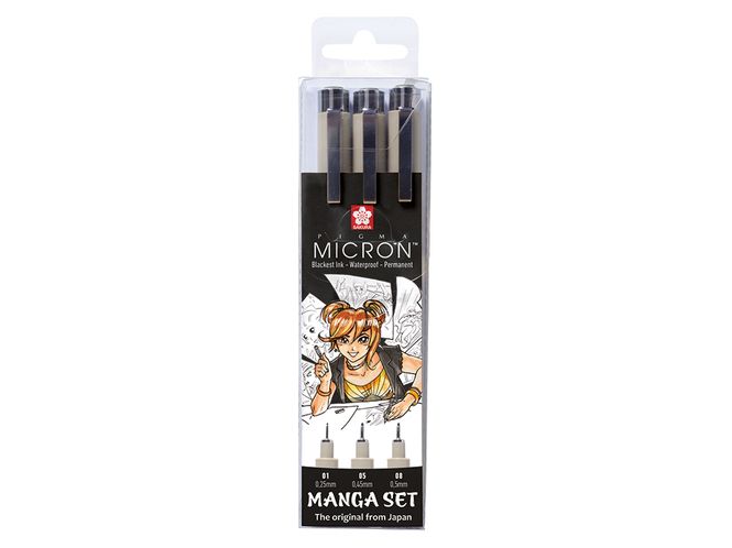 Hovedbilde Sakura Pigma Micron Manga Sett 3stk - Sort 01 05 ...