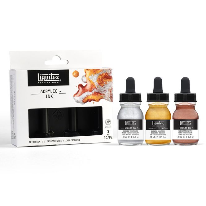 Hovedbilde LQX PRO ACRYLIC INK PACK OF 3 IRIDESCENT