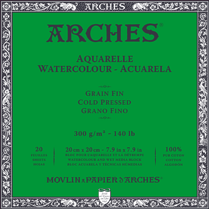 Hovedbilde ARCHES Aquarelle CP 20x20 cm 300G NAWH Block 20 ...