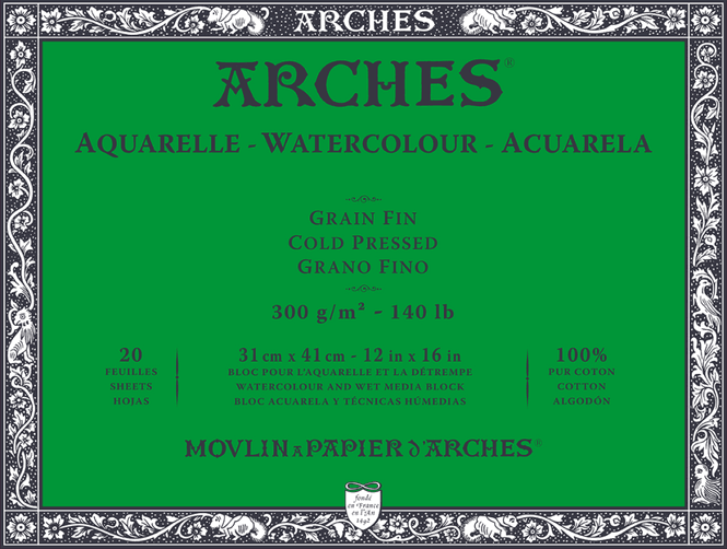 Hovedbilde ARCHES Aquarelle CP 31x41 cm 300G NAWH Block 20 ...