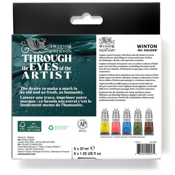 W&N WINTON OIL COLOUR 5X37ML TUBES BOTANIC SET